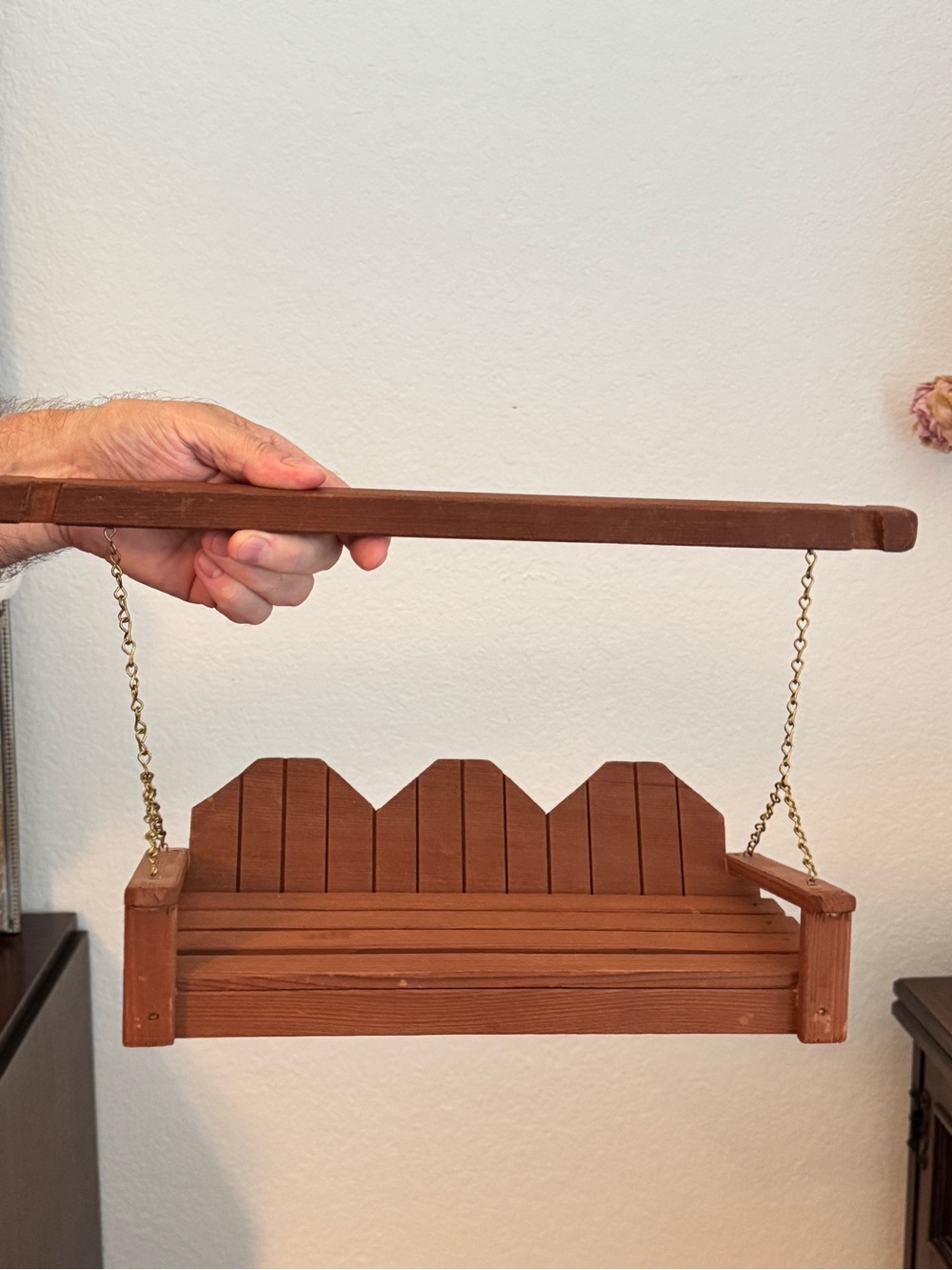 Handcrafted Vintage Wooden Doll Hanging Swing 11.5"